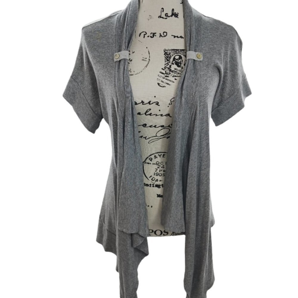 Splendid Gray Cardigan Waterfall Open Short Sleeve Sweater Womens Size S